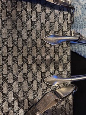 Michael Kors Metallic Silver & Black Logo Tote